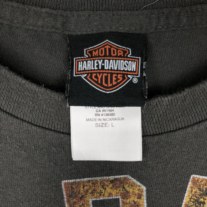 Harley-Davidson Skull Pattern Long T-shirt, Men's L size cotton Charcoal Vintage Second Hand