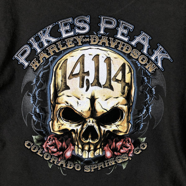Harley-Davidson Skull Pattern Long T-shirt, Men's L size cotton Charcoal Vintage Second Hand