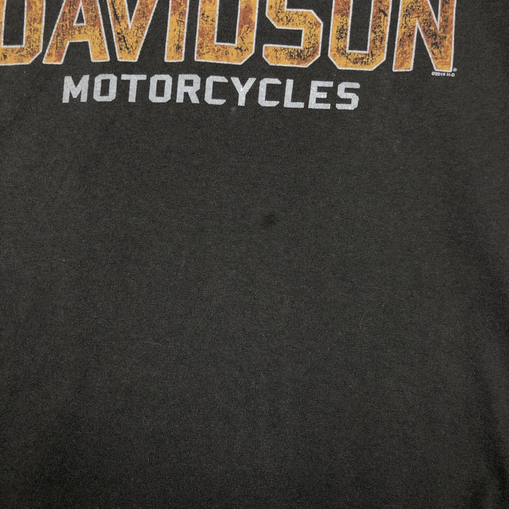 Harley-Davidson Skull Pattern Long T-shirt, Men's L size cotton Charcoal Vintage Second Hand
