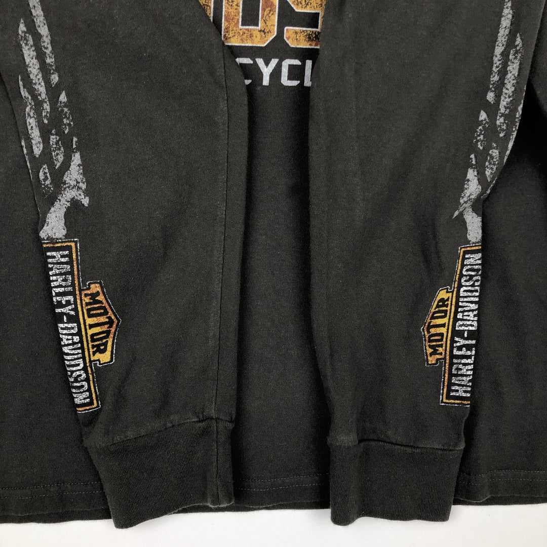 Harley-Davidson Skull Pattern Long T-shirt, Men's L size cotton Charcoal Vintage Second Hand