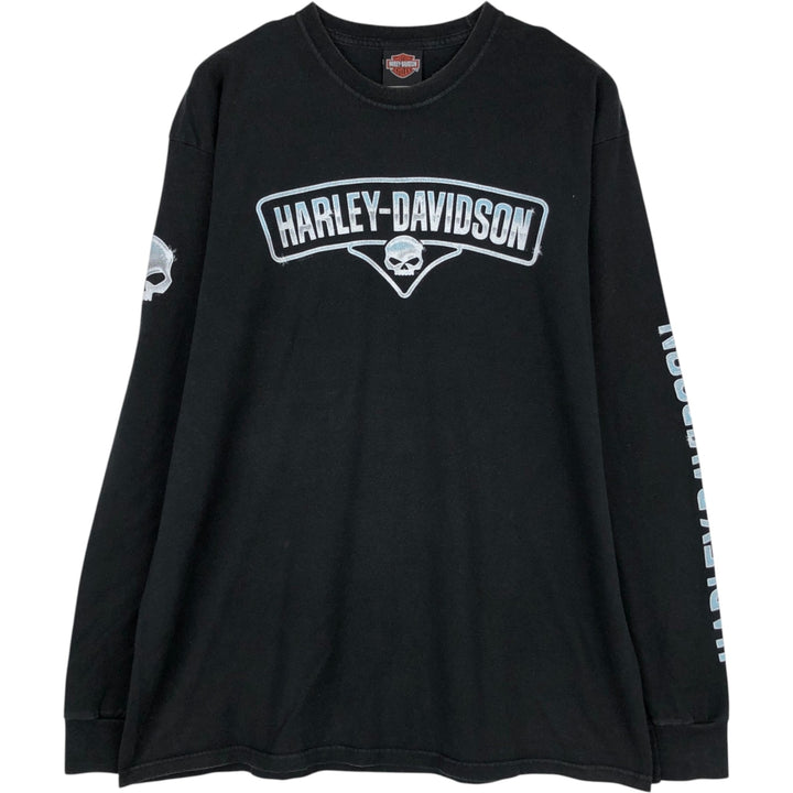 Harley-Davidson Skull Pattern Long T-shirt, Men's XL size cotton black type Vintage Second Hand