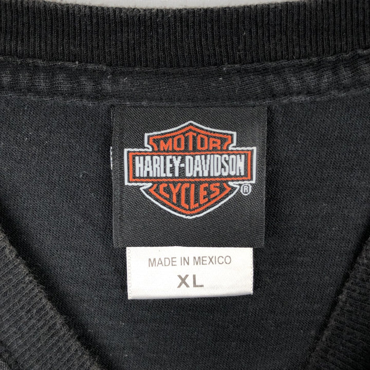 Harley-Davidson Skull Pattern Long T-shirt, Men's XL size cotton black type Vintage Second Hand