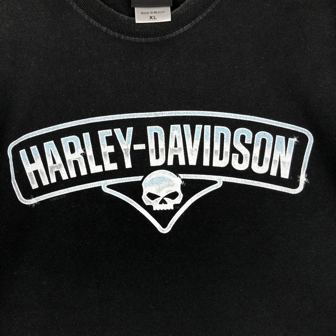 Harley-Davidson Skull Pattern Long T-shirt, Men's XL size cotton black type Vintage Second Hand
