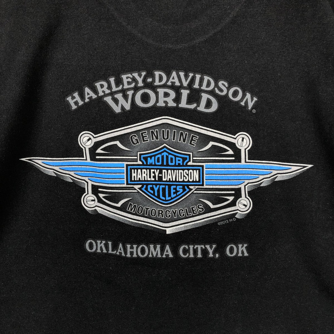 Harley-Davidson Skull Pattern Long T-shirt, Men's XL size cotton black type Vintage Second Hand