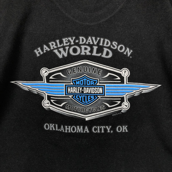 Harley-Davidson Skull Pattern Long T-shirt, Men's XL size cotton black type Vintage Second Hand
