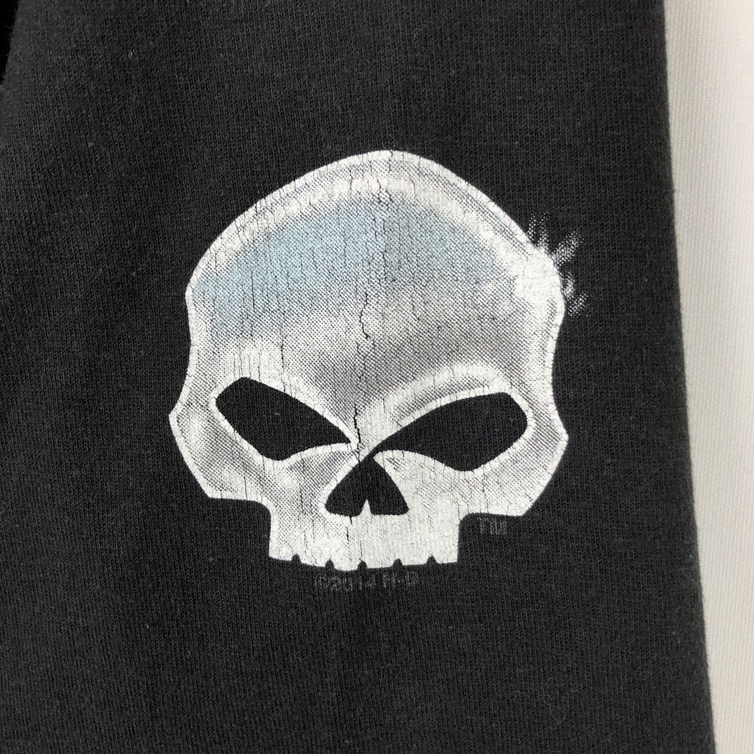 Harley-Davidson Skull Pattern Long T-shirt, Men's XL size cotton black type Vintage Second Hand