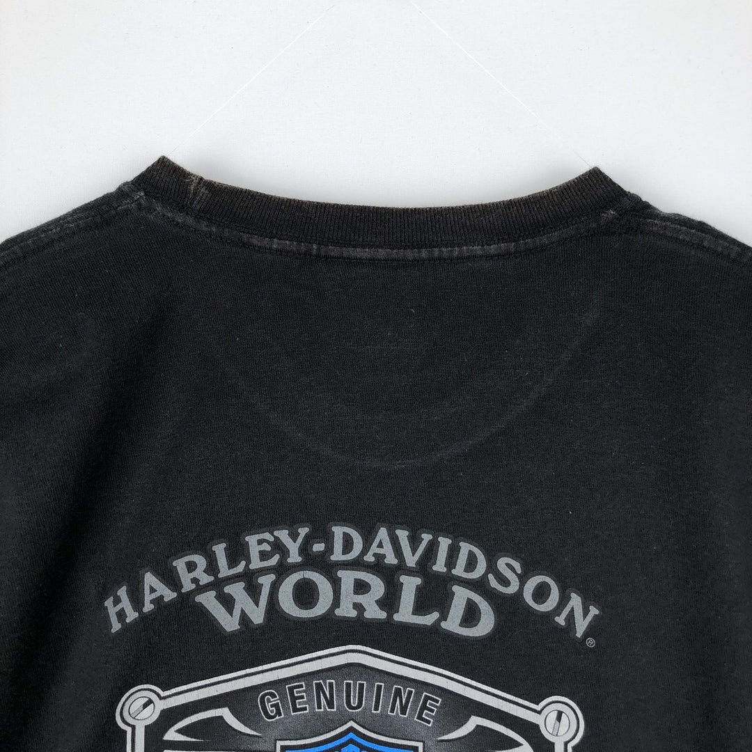 Harley-Davidson Skull Pattern Long T-shirt, Men's XL size cotton black type Vintage Second Hand