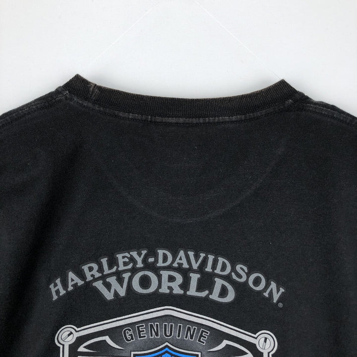 Harley-Davidson Skull Pattern Long T-shirt, Men's XL size cotton black type Vintage Second Hand