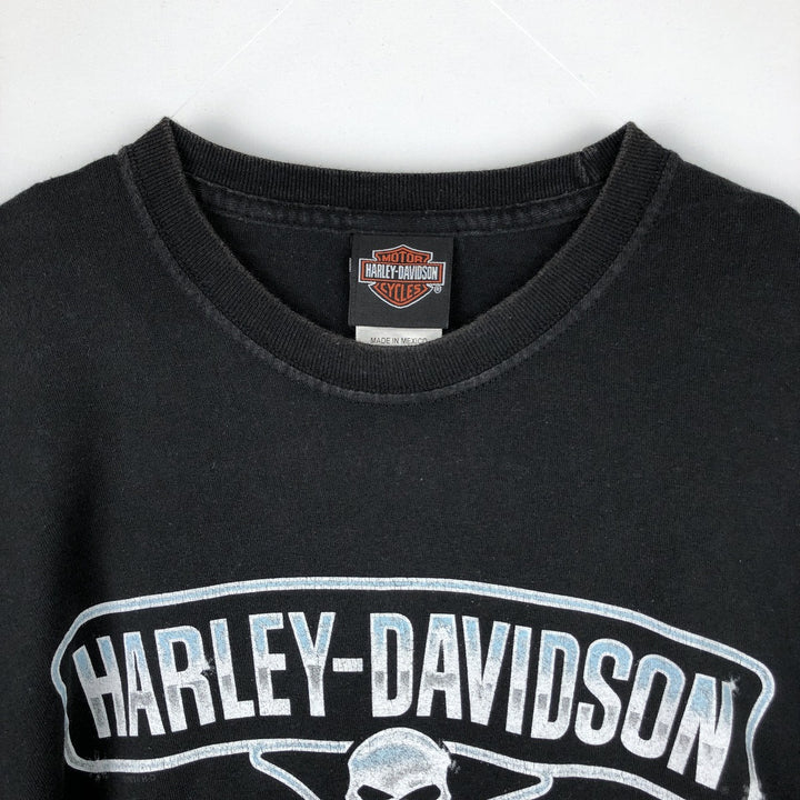 Harley-Davidson Skull Pattern Long T-shirt, Men's XL size cotton black type Vintage Second Hand
