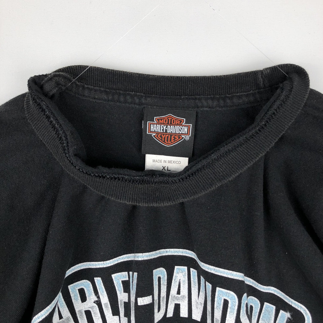 Harley-Davidson Skull Pattern Long T-shirt, Men's XL size cotton black type Vintage Second Hand