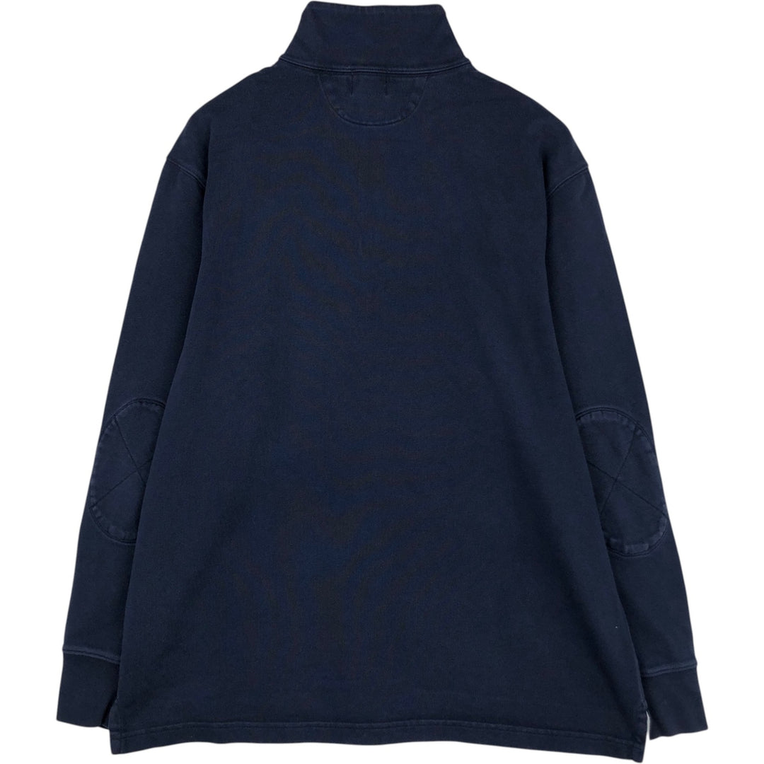 90'S J.Crew Half-Zip Long-Sleeve T-Shirt, Men's Size L (Equivalent), Vintage cotton navy blue type Vintage Second Hand