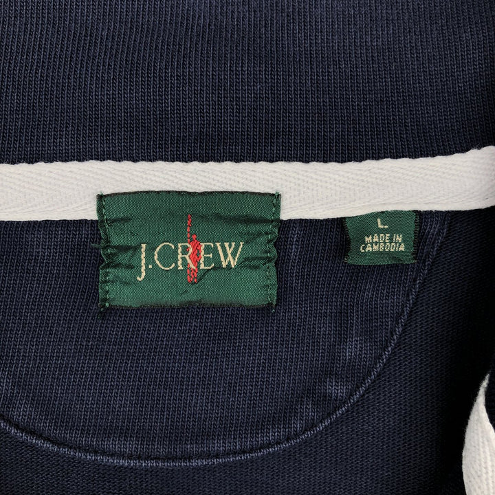 90'S J.Crew Half-Zip Long-Sleeve T-Shirt, Men's Size L (Equivalent), Vintage cotton navy blue type Vintage Second Hand