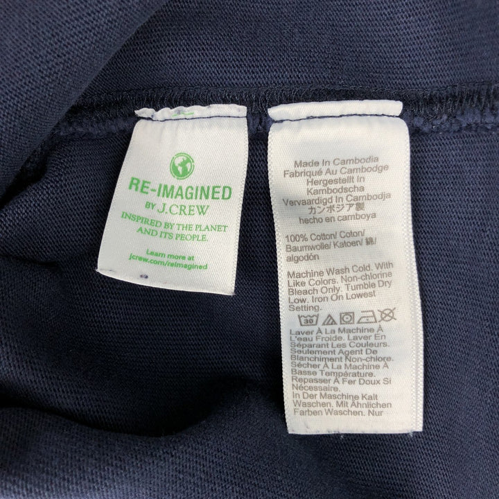 90'S J.Crew Half-Zip Long-Sleeve T-Shirt, Men's Size L (Equivalent), Vintage cotton navy blue type Vintage Second Hand