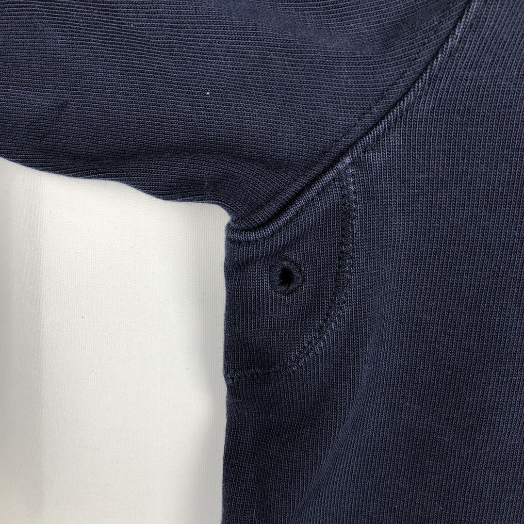 90'S J.Crew Half-Zip Long-Sleeve T-Shirt, Men's Size L (Equivalent), Vintage cotton navy blue type Vintage Second Hand