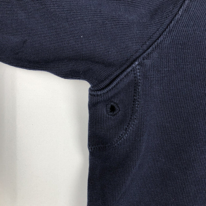90'S J.Crew Half-Zip Long-Sleeve T-Shirt, Men's Size L (Equivalent), Vintage cotton navy blue type Vintage Second Hand