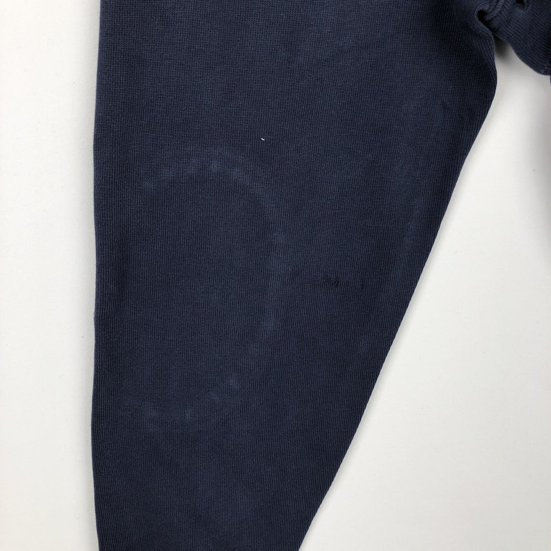 90'S J.Crew Half-Zip Long-Sleeve T-Shirt, Men's Size L (Equivalent), Vintage cotton navy blue type Vintage Second Hand