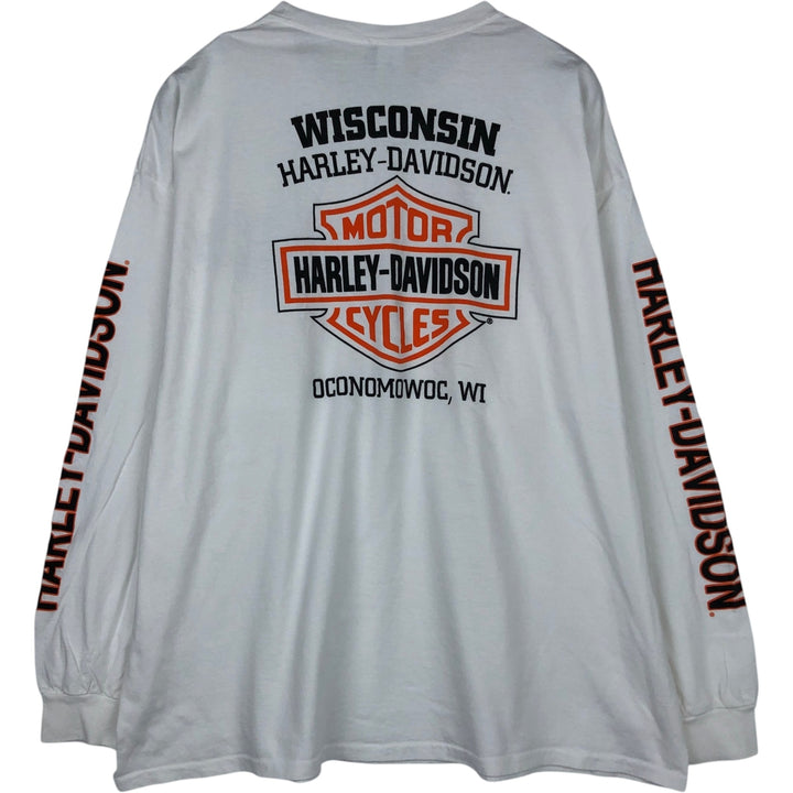 Big size Harley-Davidson long T-shirt, men's XXXL equivalent cotton white type Vintage Second Hand