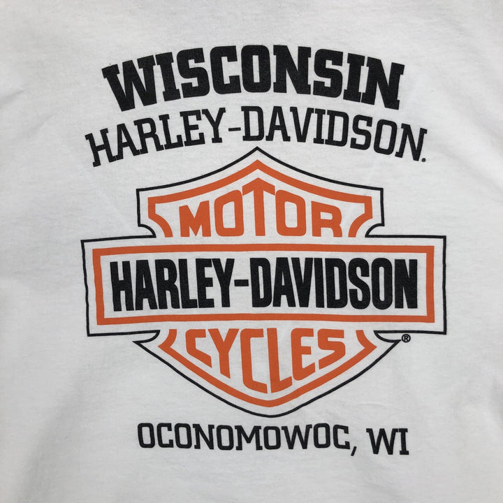 Big size Harley-Davidson long T-shirt, men's XXXL equivalent cotton white type Vintage Second Hand