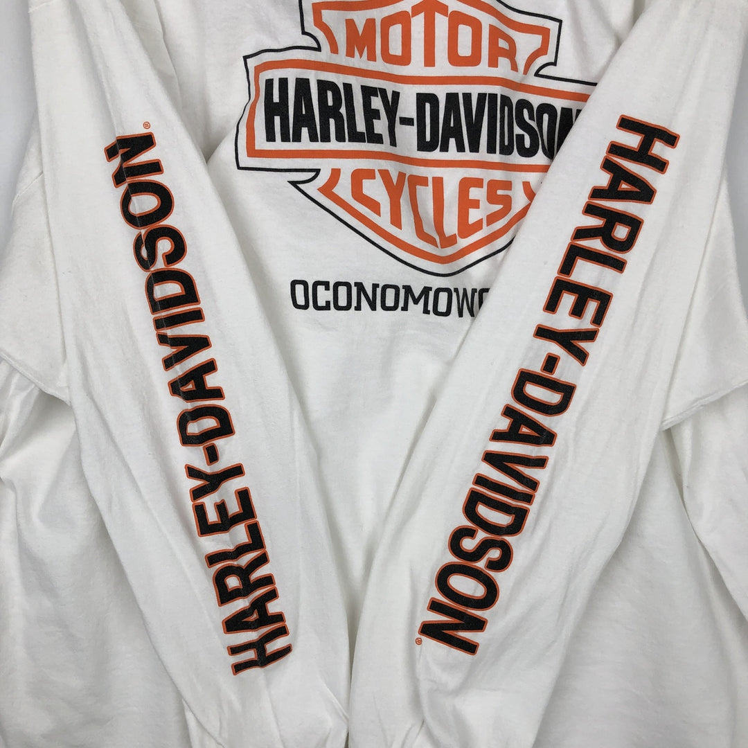 Big size Harley-Davidson long T-shirt, men's XXXL equivalent cotton white type Vintage Second Hand