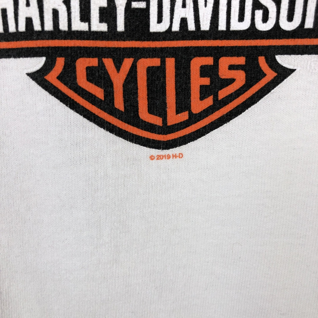 Big size Harley-Davidson long T-shirt, men's XXXL equivalent cotton white type Vintage Second Hand
