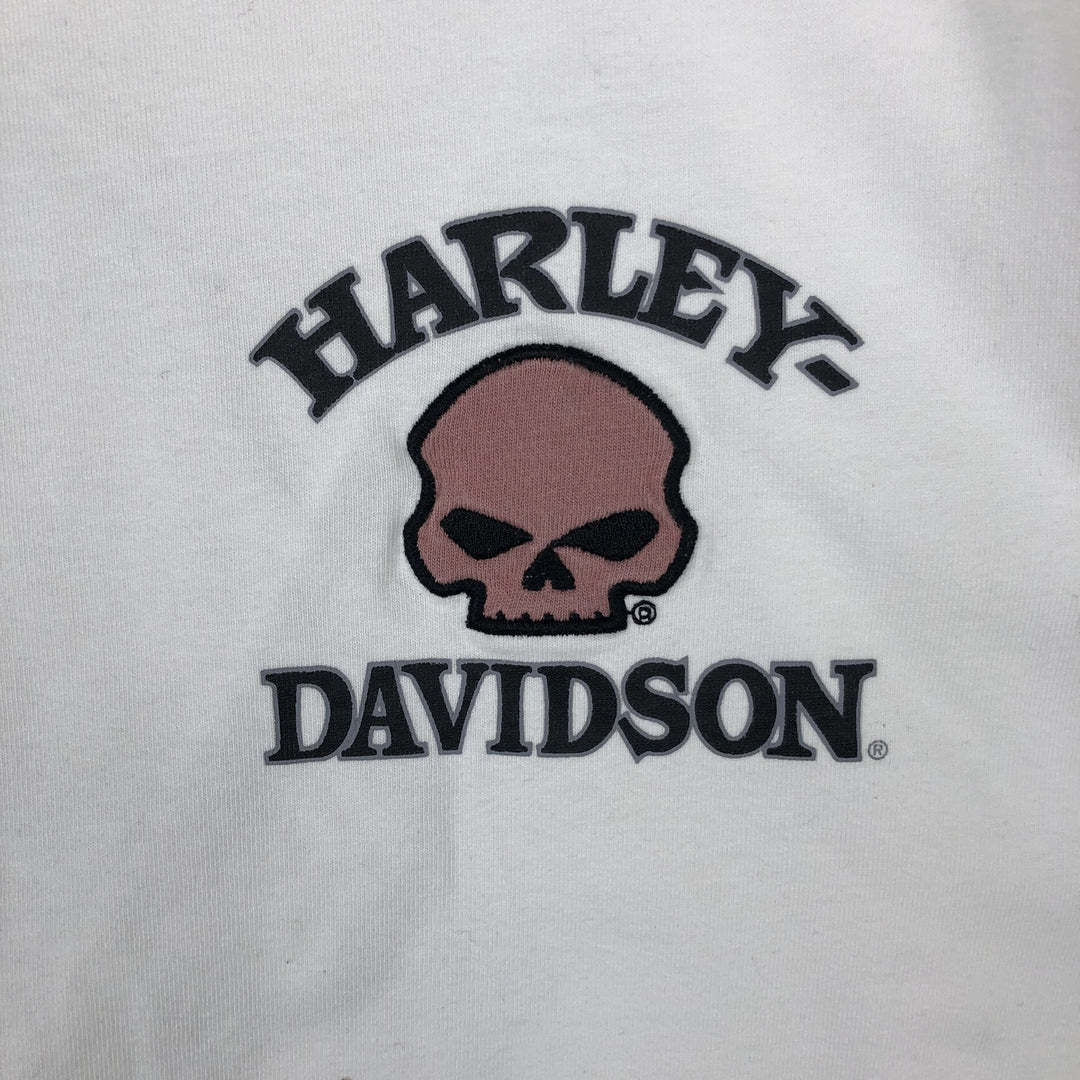 Harley-Davidson Skull Pattern Long-Sleeve T-Shirt (Men's XL equivalent) unclear white type Vintage Second Hand