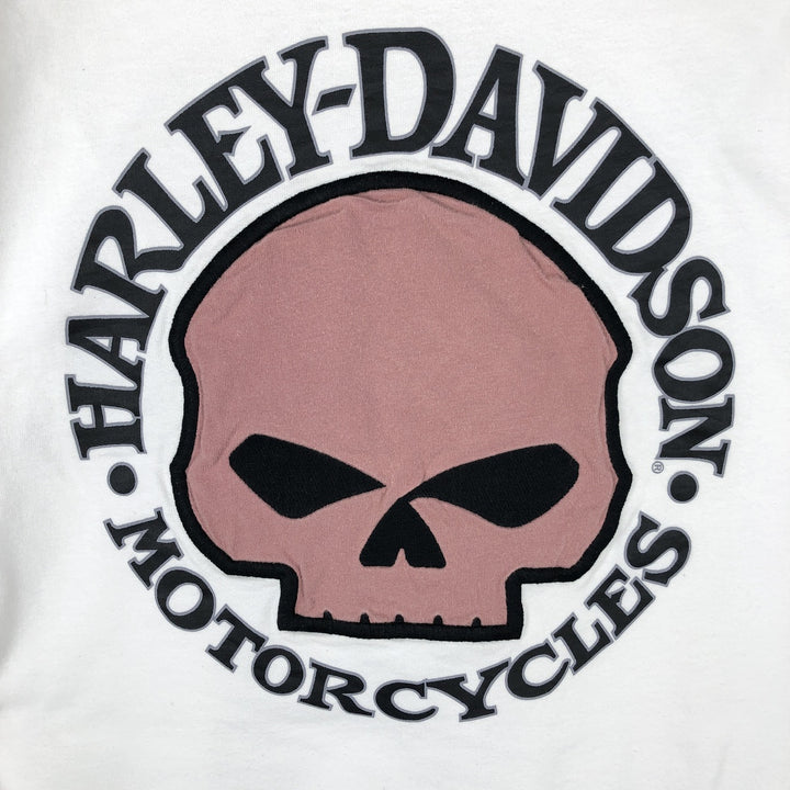 Harley-Davidson Skull Pattern Long-Sleeve T-Shirt (Men's XL equivalent) unclear white type Vintage Second Hand