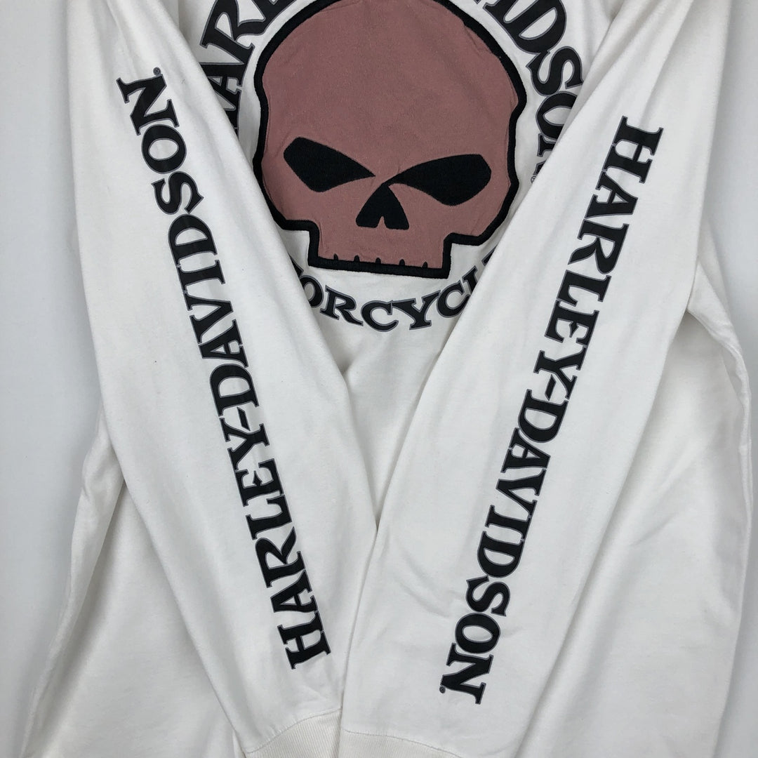 Harley-Davidson Skull Pattern Long-Sleeve T-Shirt (Men's XL equivalent) unclear white type Vintage Second Hand