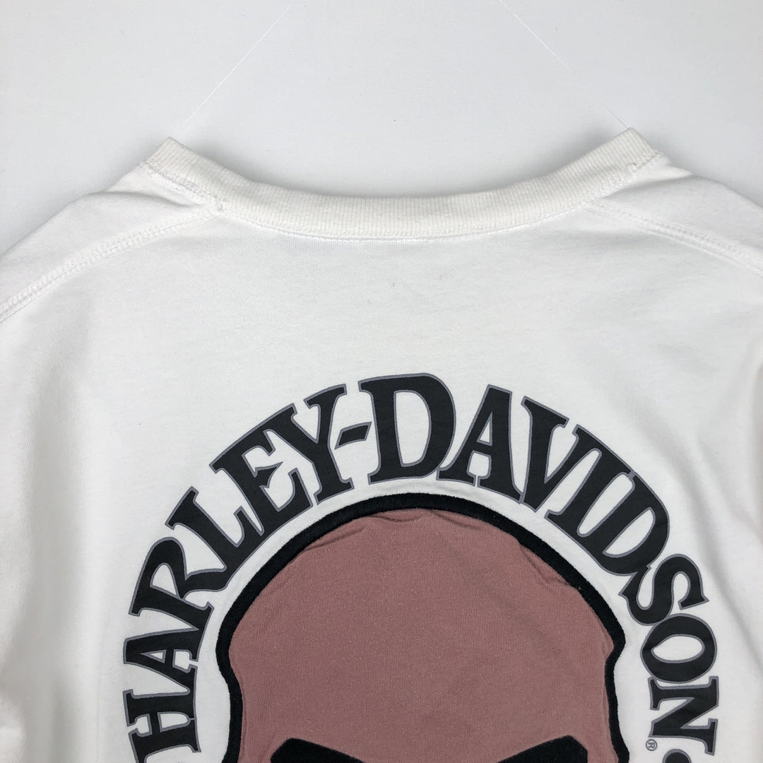 Harley-Davidson Skull Pattern Long-Sleeve T-Shirt (Men's XL equivalent) unclear white type Vintage Second Hand