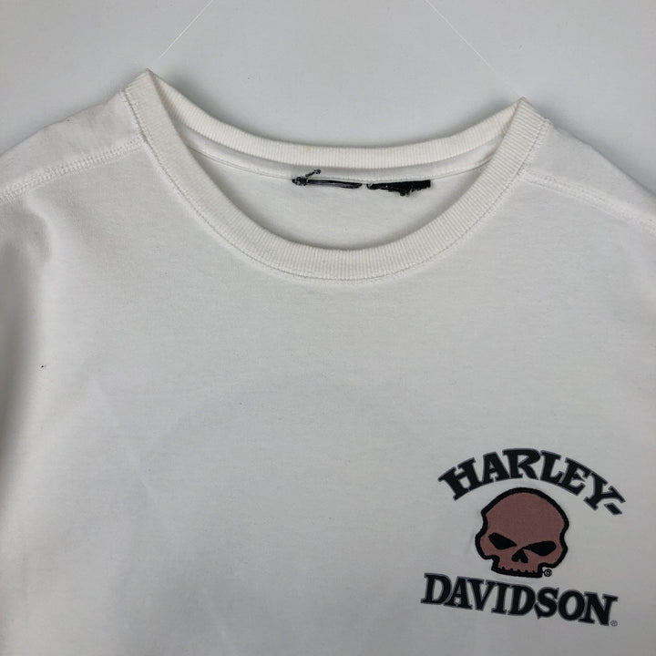 Harley-Davidson Skull Pattern Long-Sleeve T-Shirt (Men's XL equivalent) unclear white type Vintage Second Hand