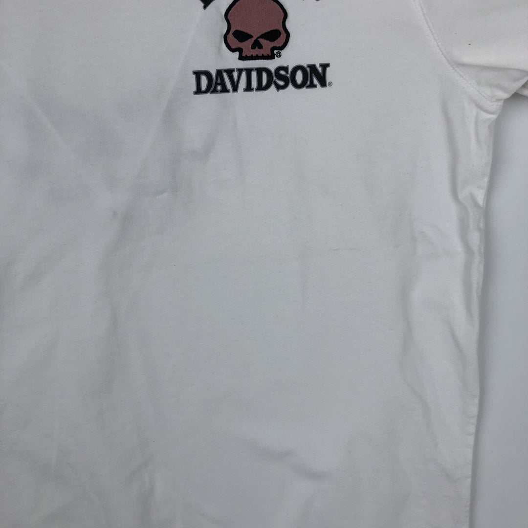 Harley-Davidson Skull Pattern Long-Sleeve T-Shirt (Men's XL equivalent) unclear white type Vintage Second Hand