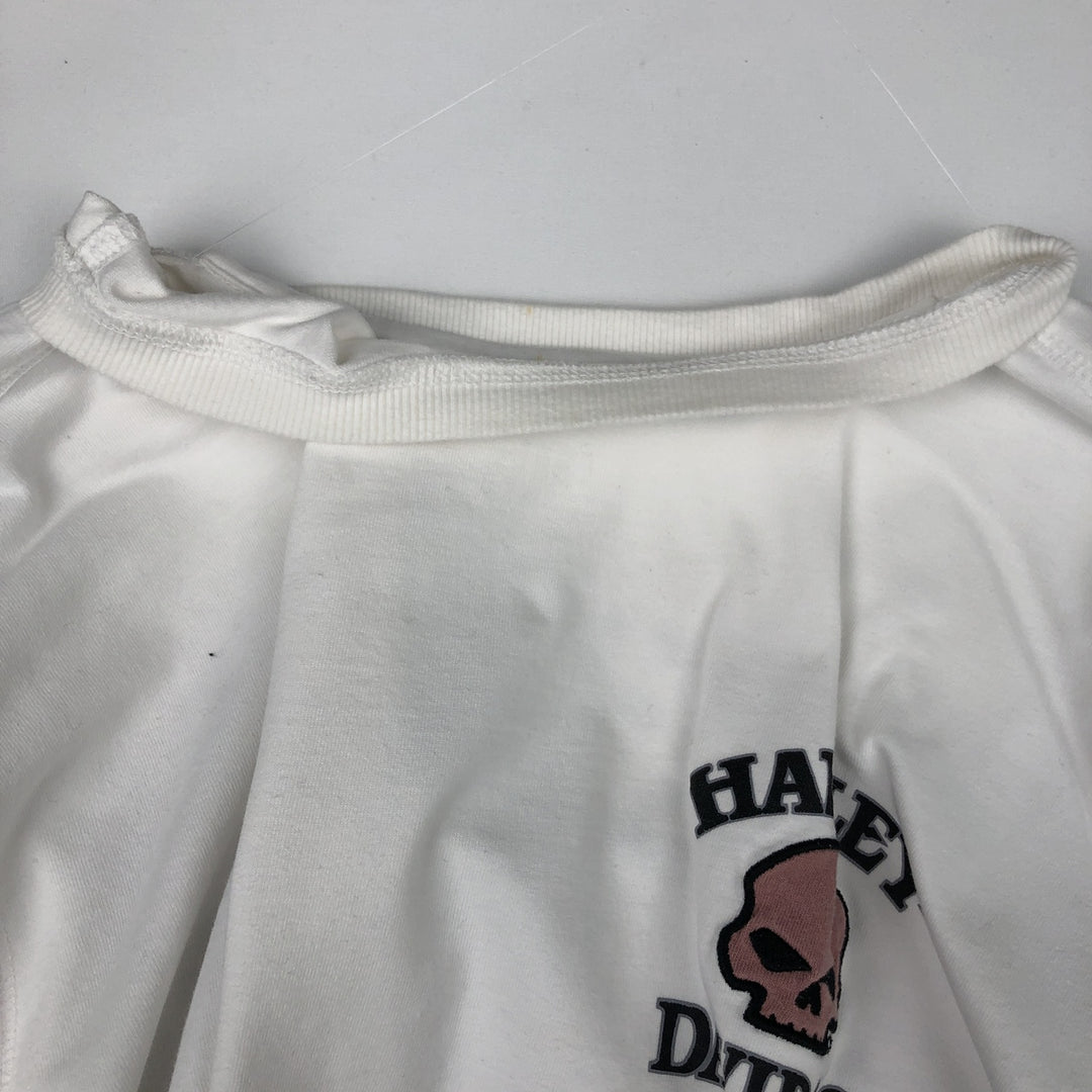 Harley-Davidson Skull Pattern Long-Sleeve T-Shirt (Men's XL equivalent) unclear white type Vintage Second Hand