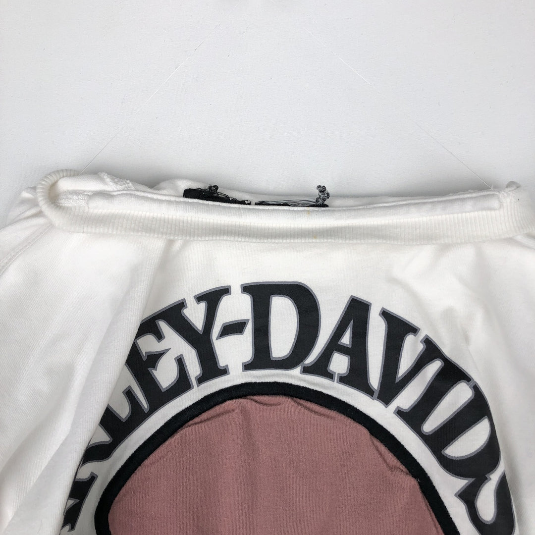 Harley-Davidson Skull Pattern Long-Sleeve T-Shirt (Men's XL equivalent) unclear white type Vintage Second Hand