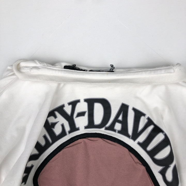 Harley-Davidson Skull Pattern Long-Sleeve T-Shirt (Men's XL equivalent) unclear white type Vintage Second Hand