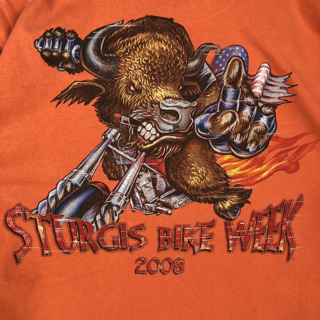 Delta DELTA Stars and Stripes Fire Pattern Motorcycle Long-Sleeve T-Shirt (Men's XL equivalent) cotton orange type Vintage Second Hand