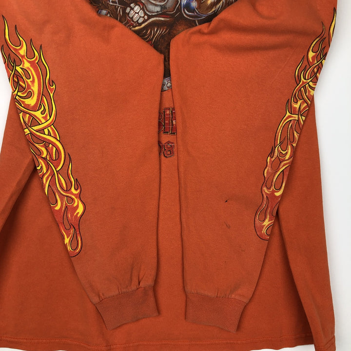 Delta DELTA Stars and Stripes Fire Pattern Motorcycle Long-Sleeve T-Shirt (Men's XL equivalent) cotton orange type Vintage Second Hand