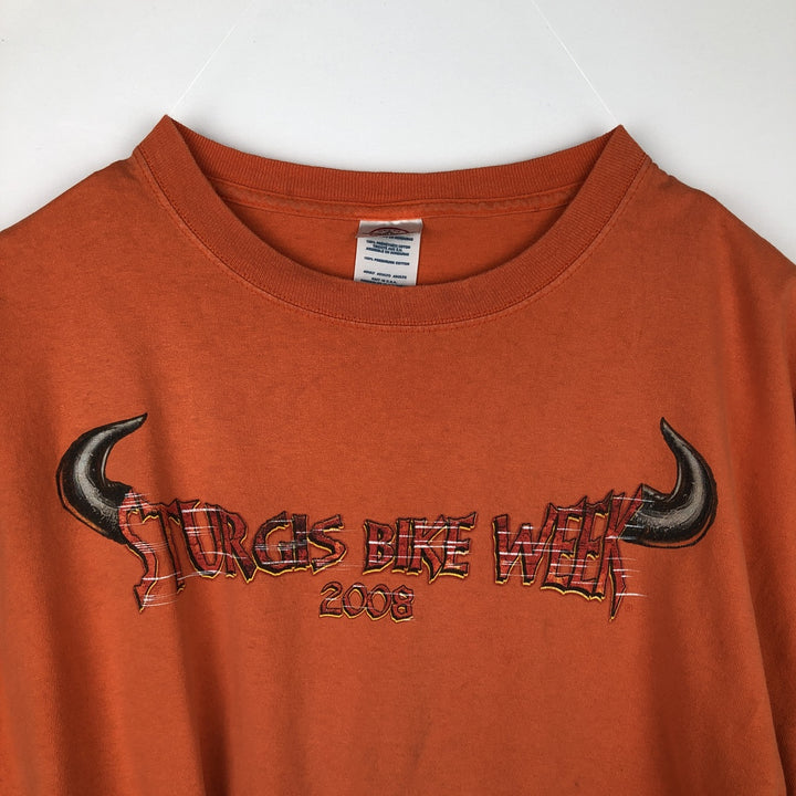 Delta DELTA Stars and Stripes Fire Pattern Motorcycle Long-Sleeve T-Shirt (Men's XL equivalent) cotton orange type Vintage Second Hand
