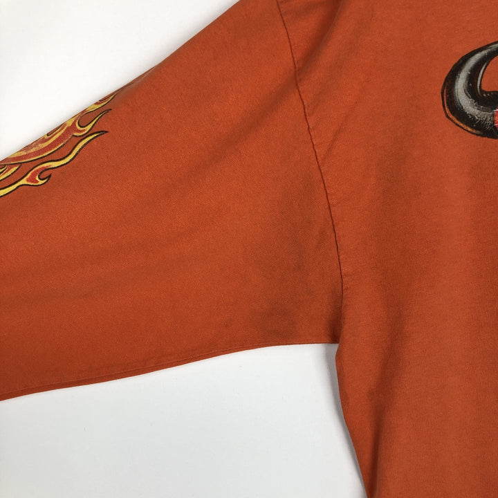 Delta DELTA Stars and Stripes Fire Pattern Motorcycle Long-Sleeve T-Shirt (Men's XL equivalent) cotton orange type Vintage Second Hand