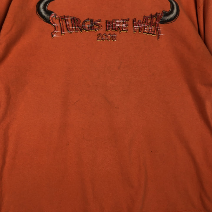 Delta DELTA Stars and Stripes Fire Pattern Motorcycle Long-Sleeve T-Shirt (Men's XL equivalent) cotton orange type Vintage Second Hand