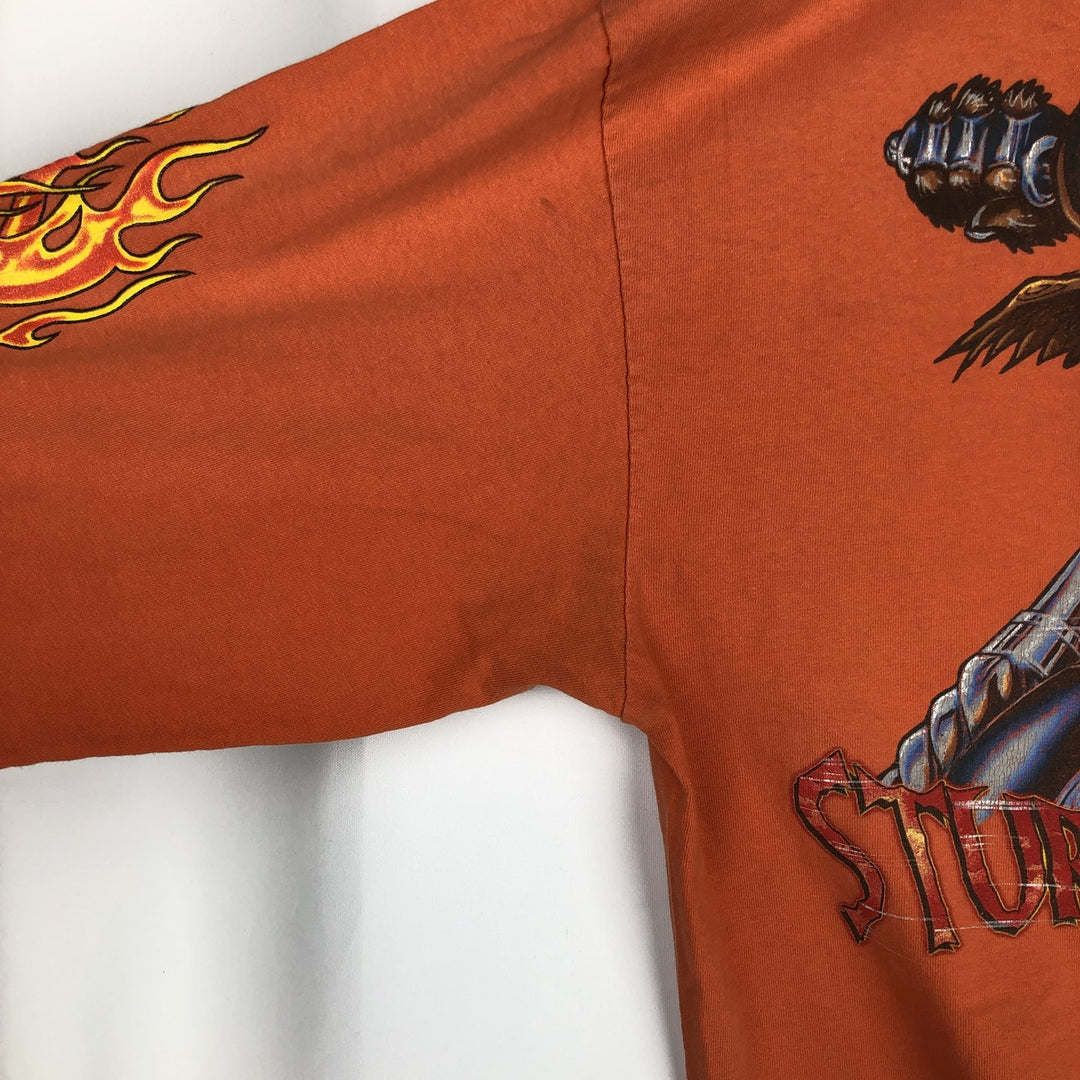 Delta DELTA Stars and Stripes Fire Pattern Motorcycle Long-Sleeve T-Shirt (Men's XL equivalent) cotton orange type Vintage Second Hand