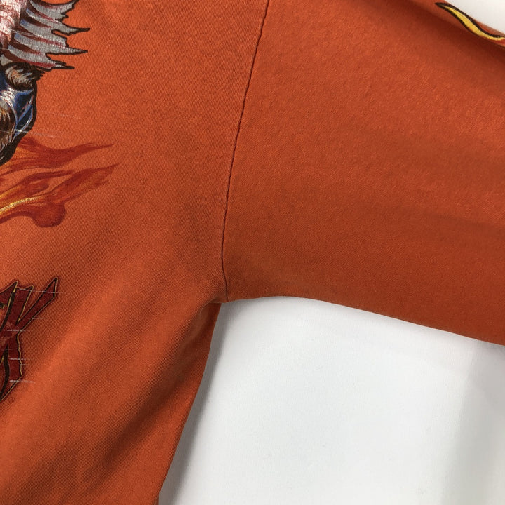 Delta DELTA Stars and Stripes Fire Pattern Motorcycle Long-Sleeve T-Shirt (Men's XL equivalent) cotton orange type Vintage Second Hand