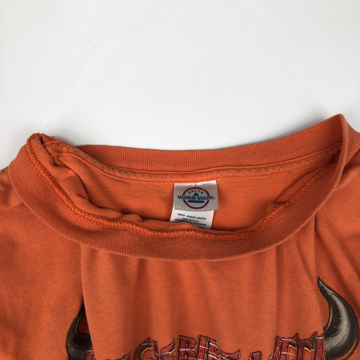 Delta DELTA Stars and Stripes Fire Pattern Motorcycle Long-Sleeve T-Shirt (Men's XL equivalent) cotton orange type Vintage Second Hand