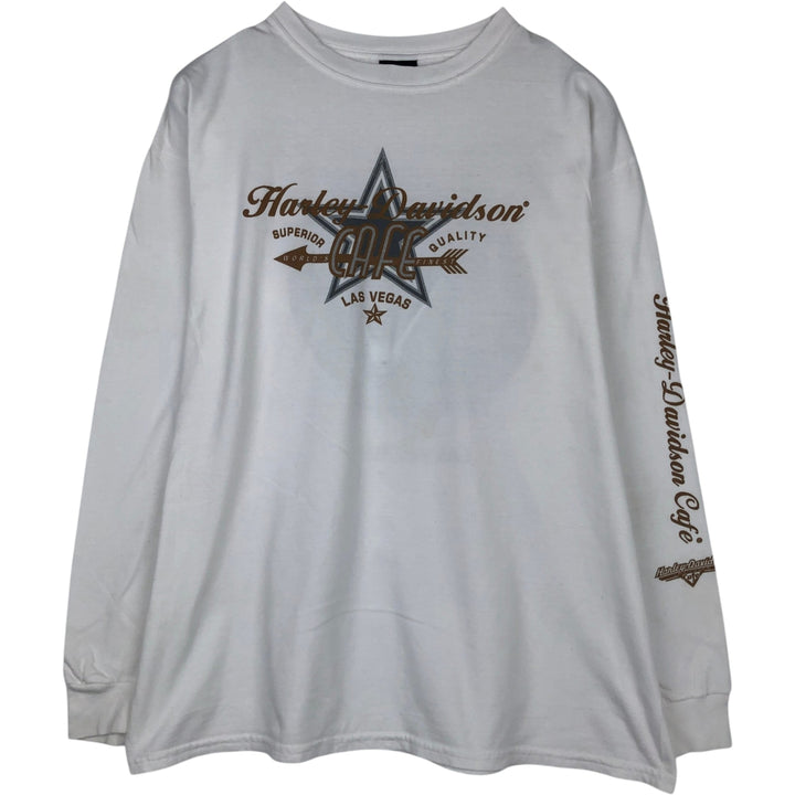 90'S Harley-Davidson Motorcycle Long-Sleeve T-Shirt, Made in USA, Men's XL (approx.), Vintage cotton white type Vintage Second Hand