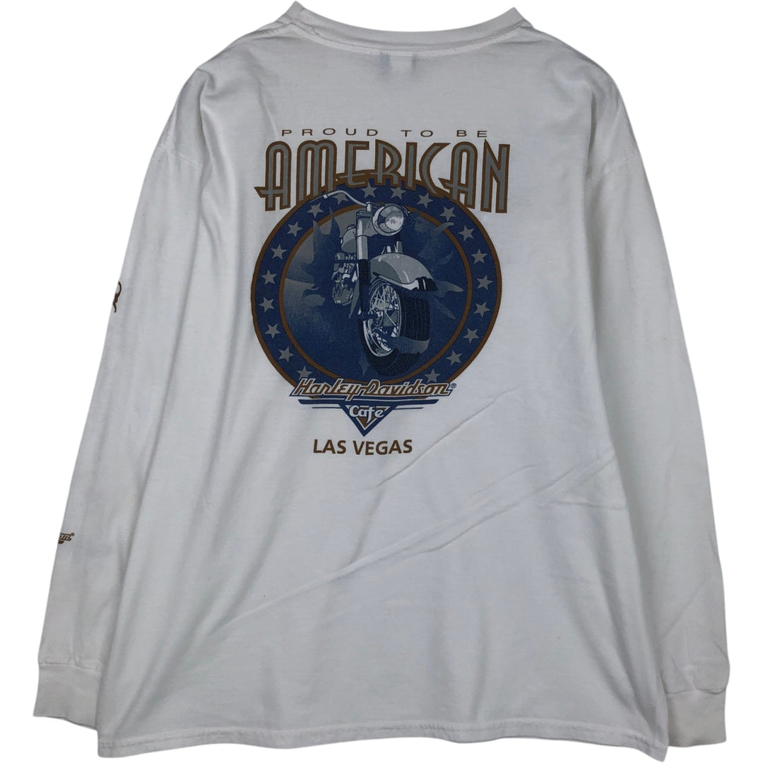 90'S Harley-Davidson Motorcycle Long-Sleeve T-Shirt, Made in USA, Men's XL (approx.), Vintage cotton white type Vintage Second Hand