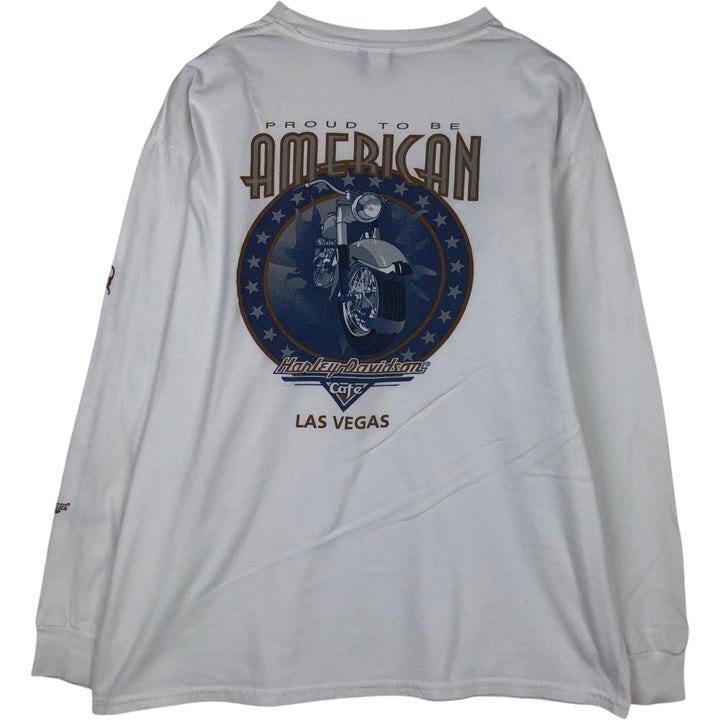 90'S Harley-Davidson Motorcycle Long-Sleeve T-Shirt, Made in USA, Men's XL (approx.), Vintage cotton white type Vintage Second Hand