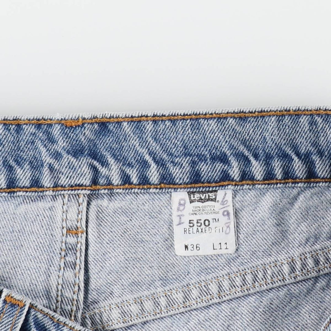 90'S Levi's 550 Relaxed Fit 36550-0214 Denim Shorts, Made in USA, Men's W35 (approx.) cotton blue type Vintage Second Hand