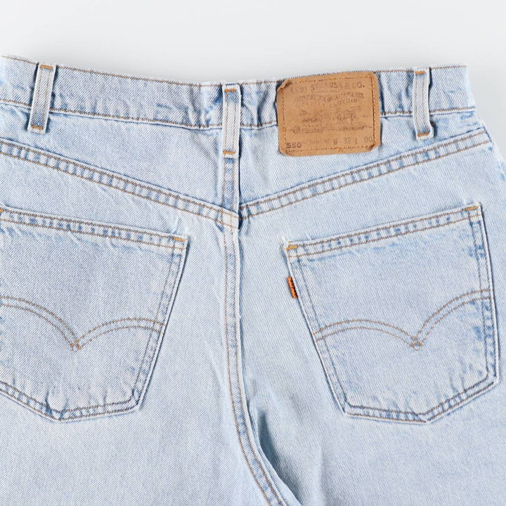 90'S Levi's 550 Relaxed Fit Orange Tab Denim Shorts, Half Pants, Jorts, Men's, W32, Vintage unclear Blue type light blue Vintage Second Hand