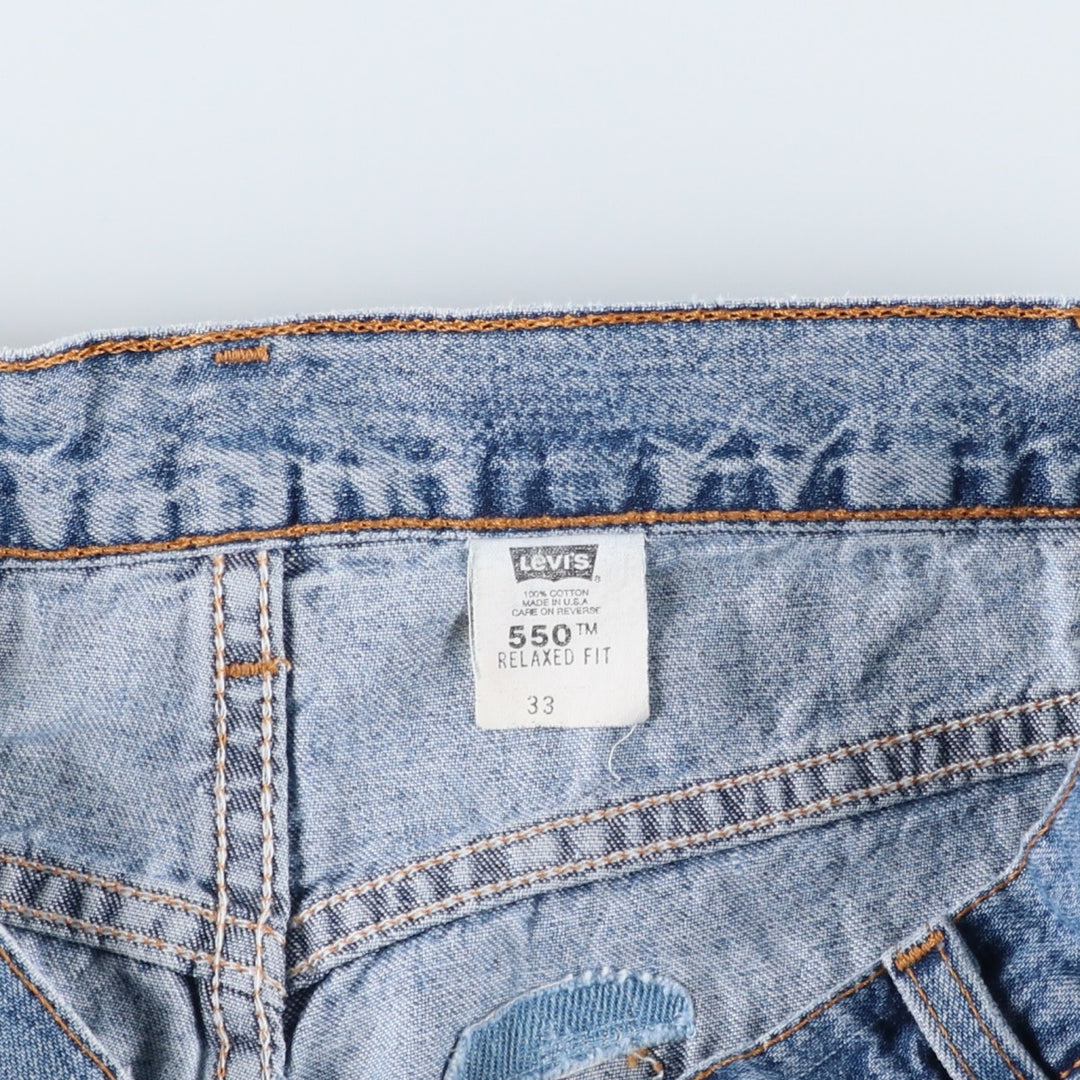 Levi's 550 Relaxed Fit Denim Shorts, Made in USA, Men's Size W33 (approx.) cotton blue type Vintage Second Hand