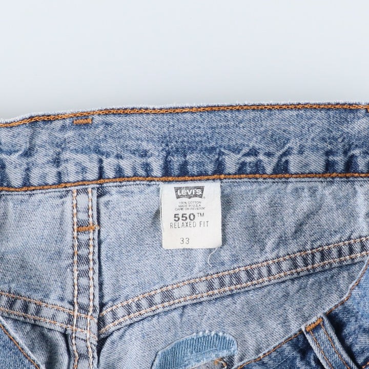 Levi's 550 Relaxed Fit Denim Shorts, Made in USA, Men's Size W33 (approx.) cotton blue type Vintage Second Hand