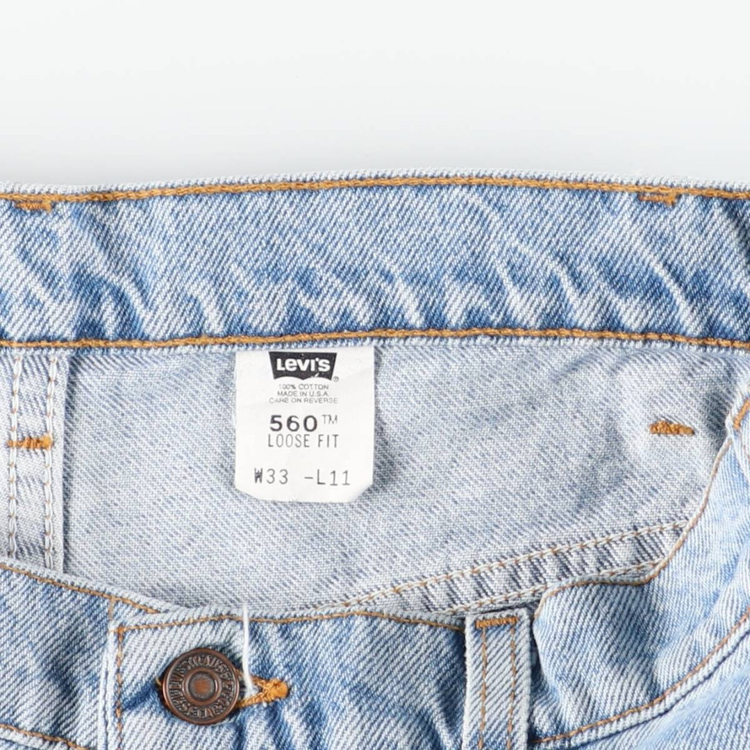 90s-00'S Levi's 560 Loose Fit Denim Shorts, Made in USA, Men's W33 (approx.) cotton Blue type light blue Vintage Second Hand