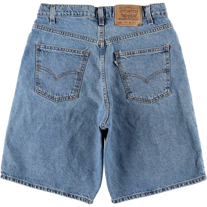 Levi's 560 Denim Shorts, Half Pants, Made in USA, Men's Size W33 (approx.) cotton Blue type light blue Vintage Second Hand